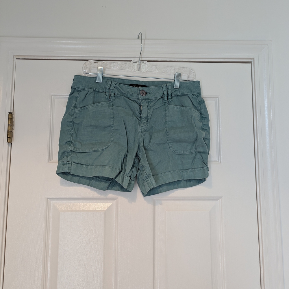 Anthropologie Level99 Women's Teal Linen Blend Shorts